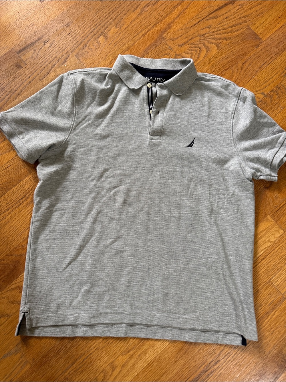 Nautica Light Gray Polo with Navy Sail Logo